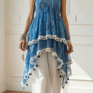 Indigo Breeze Asymmetric Kurta Set