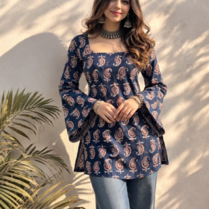 Indigo Charm Printed Kurti Top