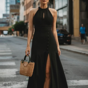 Midnight Muse Halter Dress