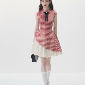 Cherry Check Ruffle Mini Dress